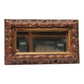 Small Faux-Wood Resin Accent Wall Mirror