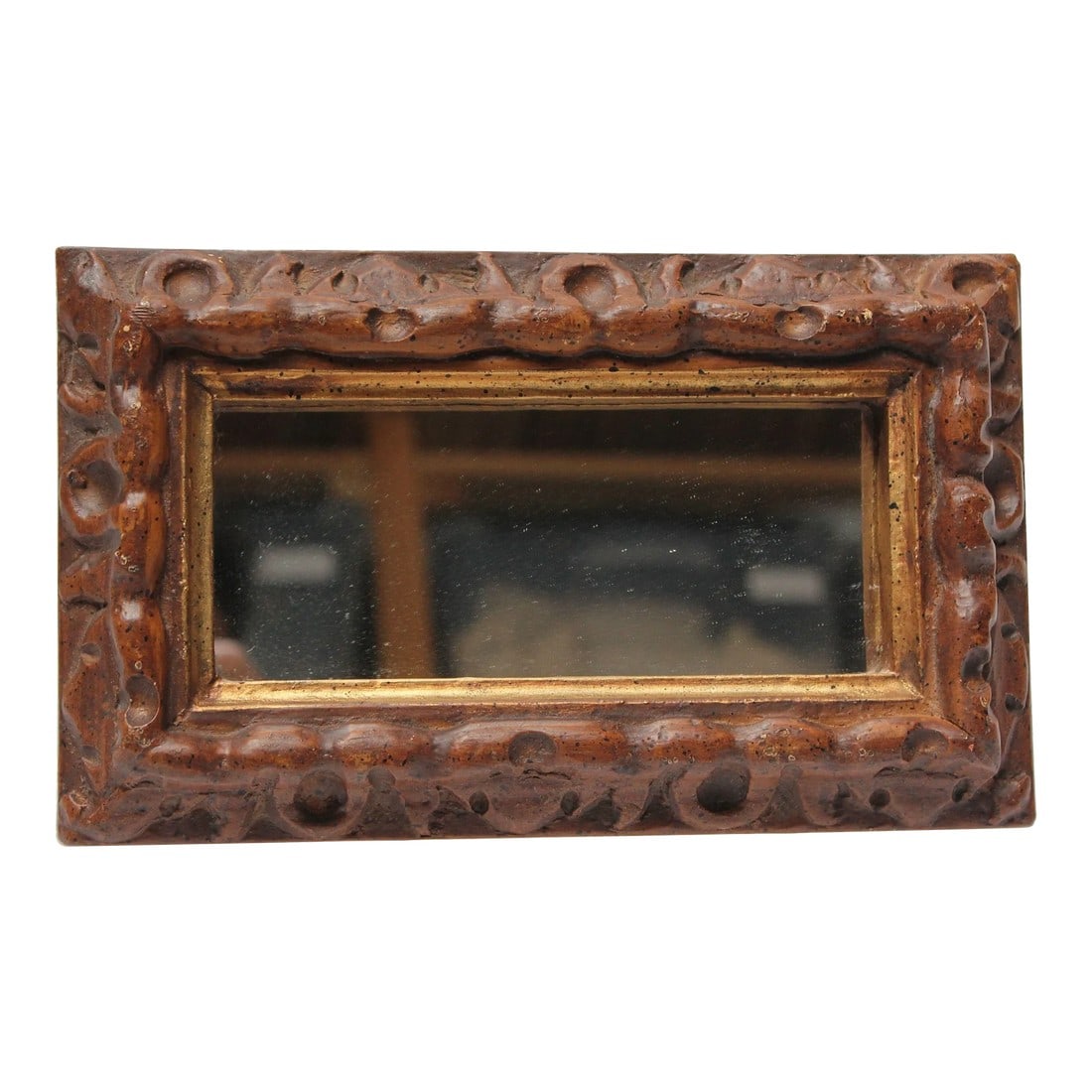 Small Faux-Wood Resin Accent Wall Mirror (1 of 13)