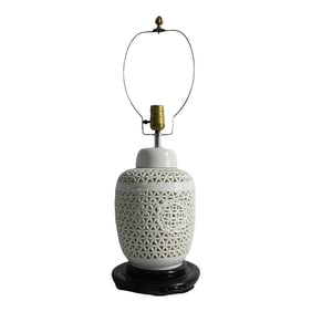 Reticulated Blanc DeChine Ginger Jar Table Lamp in the Chinese Style
