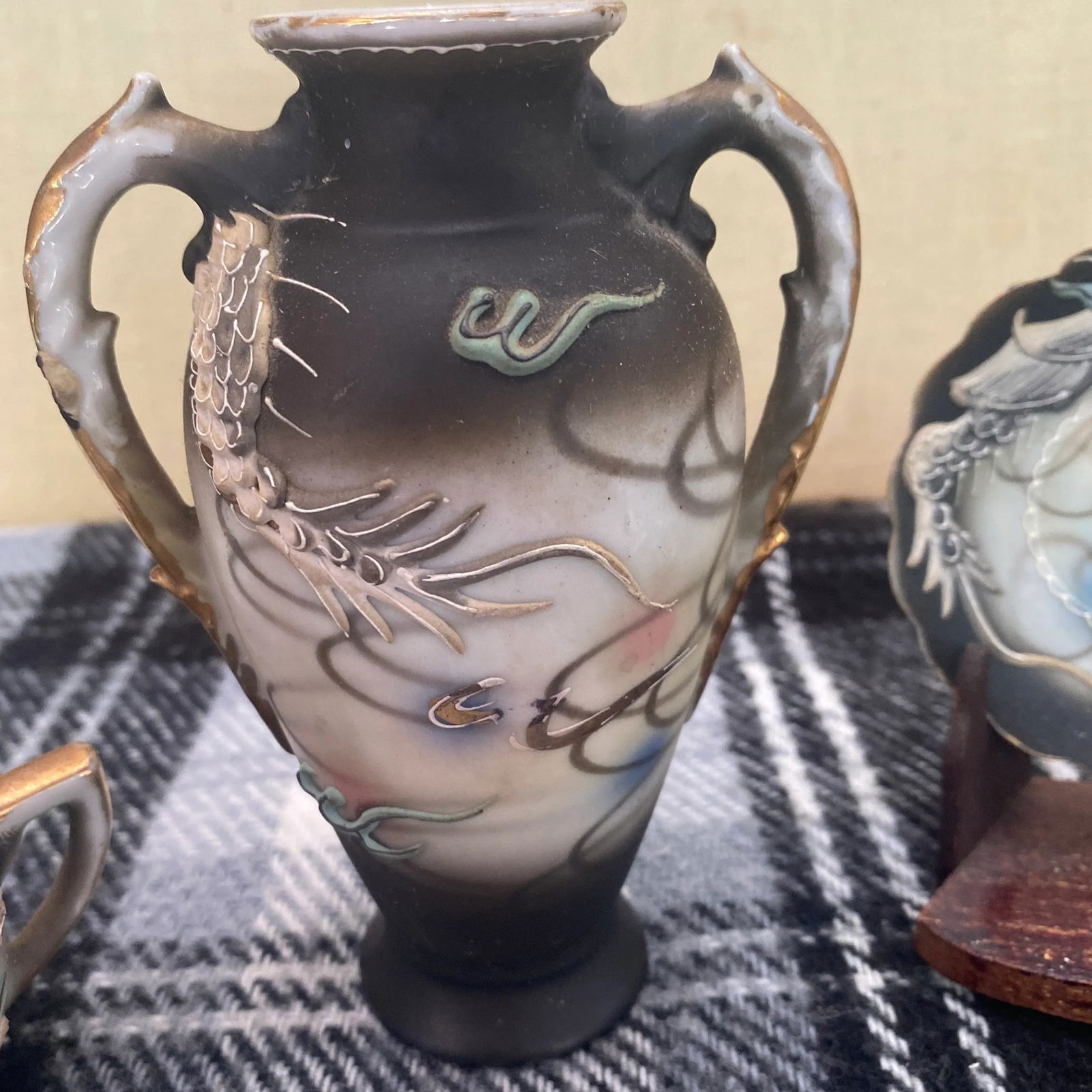 Asian Vase, Plate, and Tea Pot Nicknacks - Set of 2 - 5