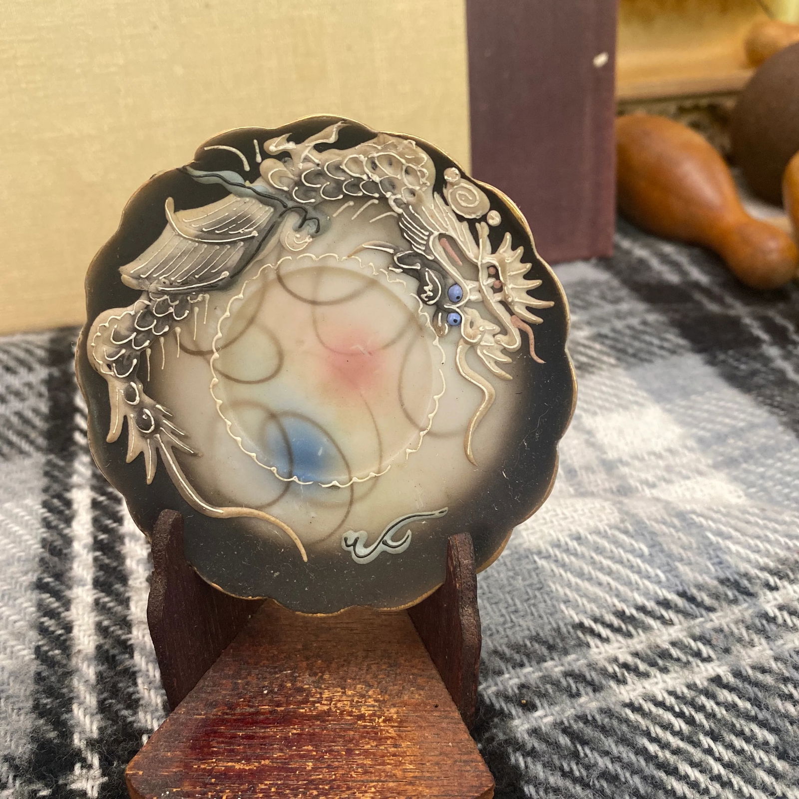 Asian Vase, Plate, and Tea Pot Nicknacks - Set of 2 - 8