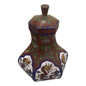 Metal Asian Chinoiserie Box Cloisonné