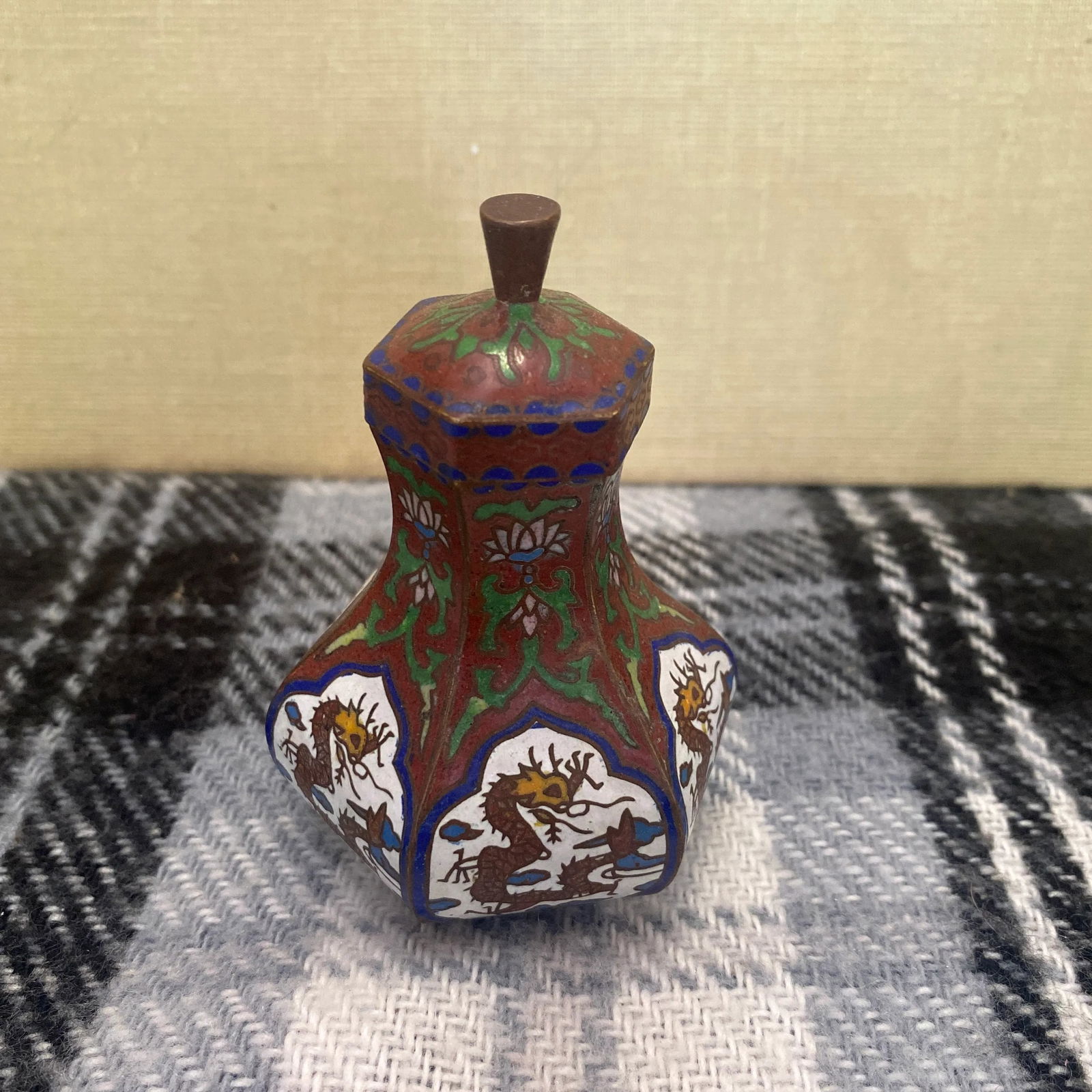 Metal Asian Chinoiserie Box Cloisonné - 7