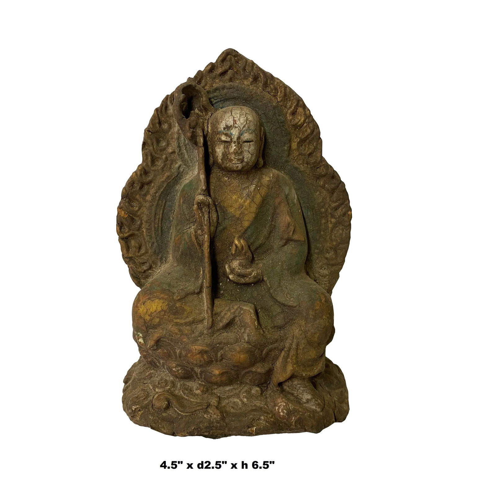 Chinese Rustic Wood Sitting Ksitigarbha Bodhisattva Buddha Statue - 2