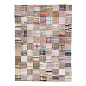 Vintage Multicolor Handmade Patchwork Turkish Wool Rug