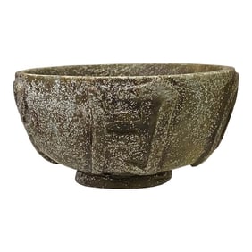Natural Olive Green MIX Stone Carved Round Display Bowl