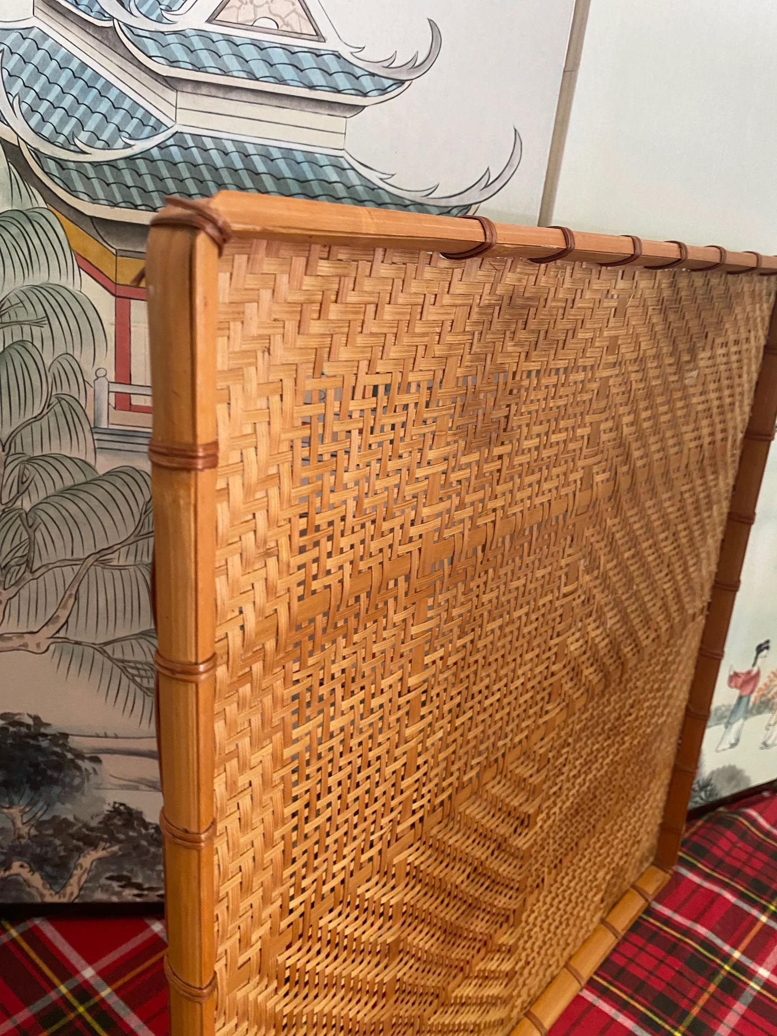 1970s Square Wicker Basket Tray - 3