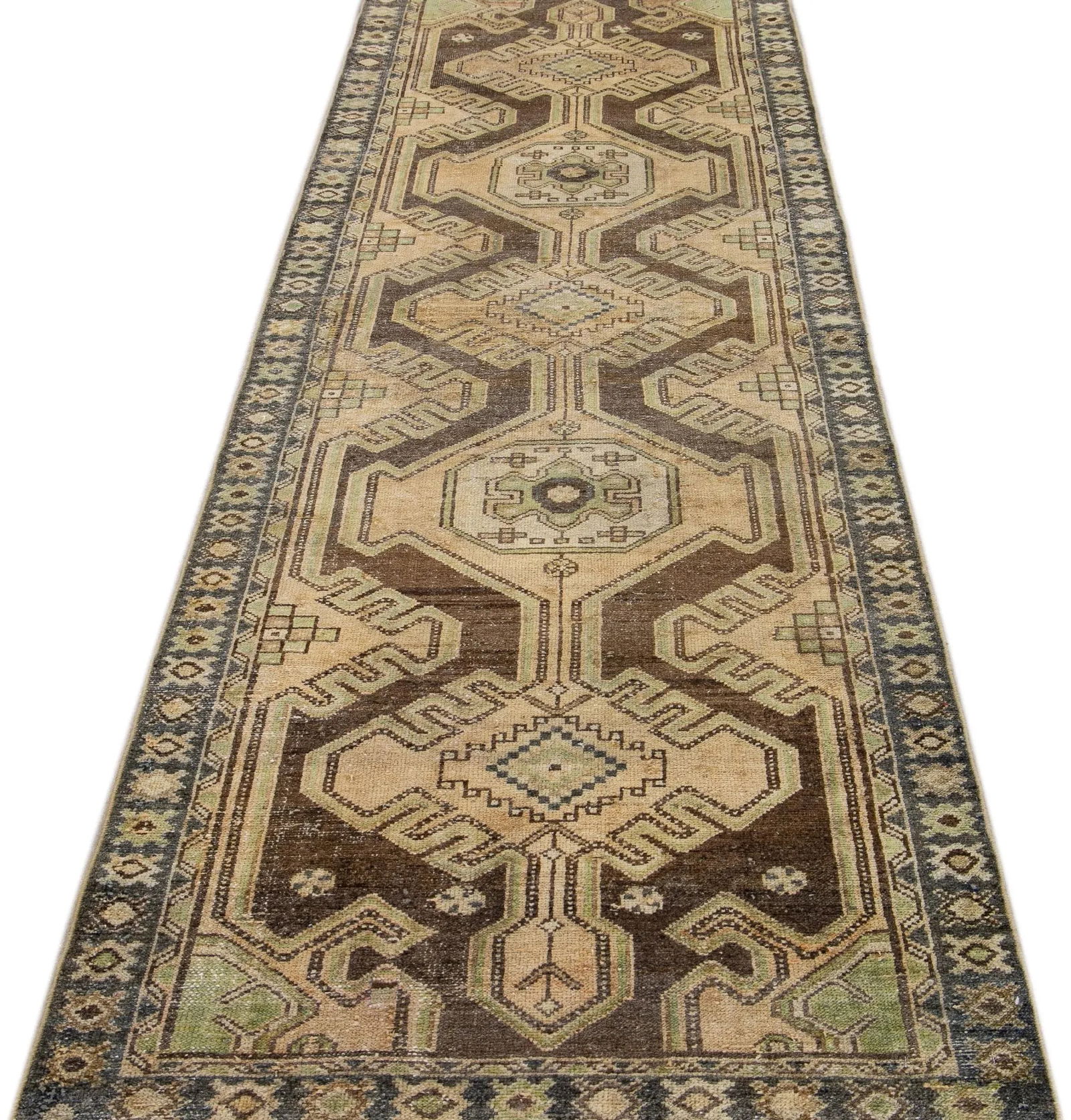 Vintage Distressed Tribal Tan Runner - 3