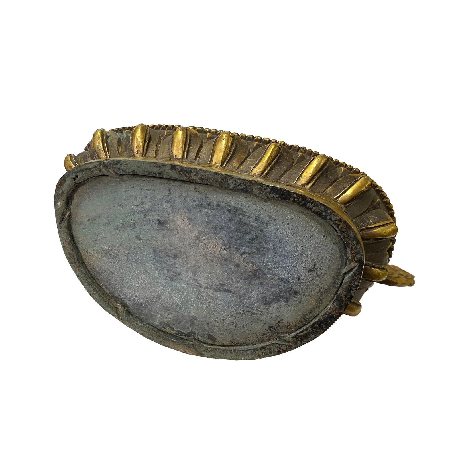 Chinese Distressed Marks Bronze Color Metal Sitting Tibetan Tara Statue - 4