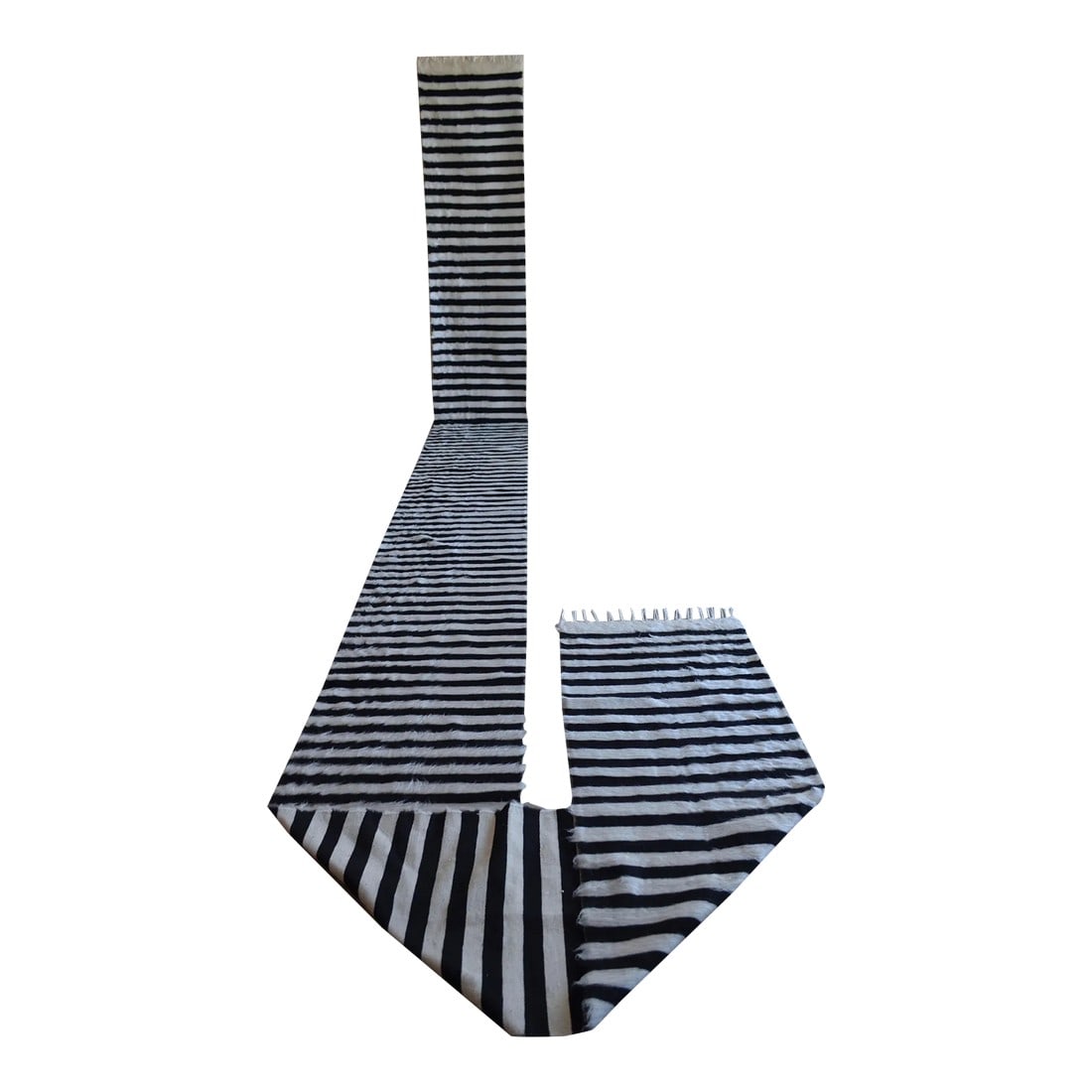 Angora Mohair Stair Tread Turkish Handmade Runner Rug - 2"²1"³ × 29"²: Turkish Handmade Angora Mohair Runner Rug - undyed wool on cotton, Striped runner rug that is in new condition. Size: 25.2" x 348.4" excluding fringes Material: Mohair Wool Origin: Siirt Weight: ~