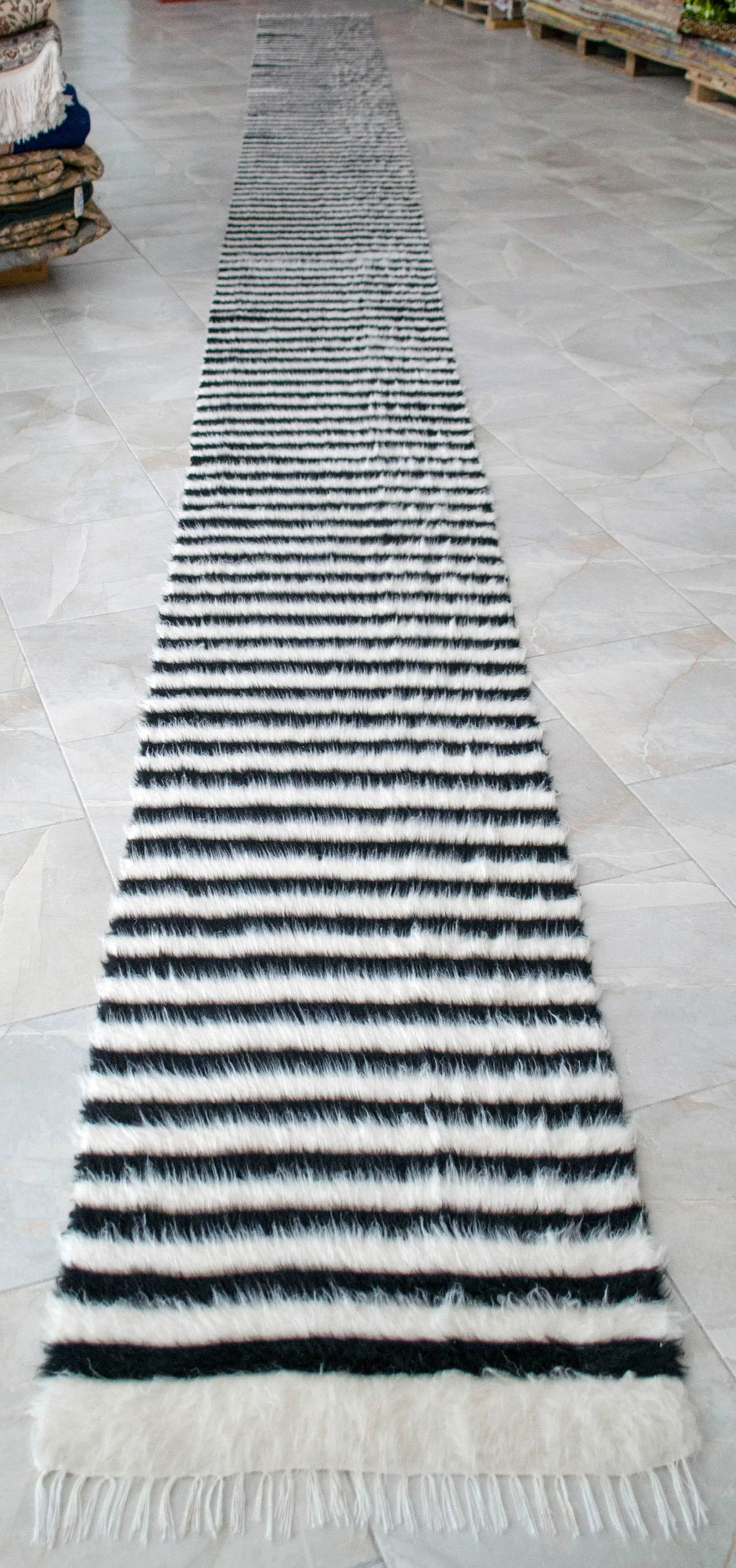 Angora Mohair Stair Tread Turkish Handmade Runner Rug - 2"²1"³ × 29"² - 3