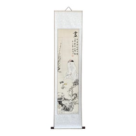 Chinese Calligraphy Writing Scholar Theme Scroll Painting Wall Art