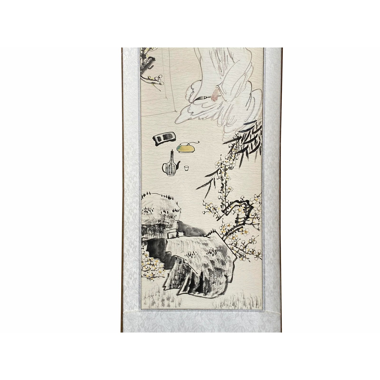 Chinese Calligraphy Writing Scholar Theme Scroll Painting Wall Art - 3