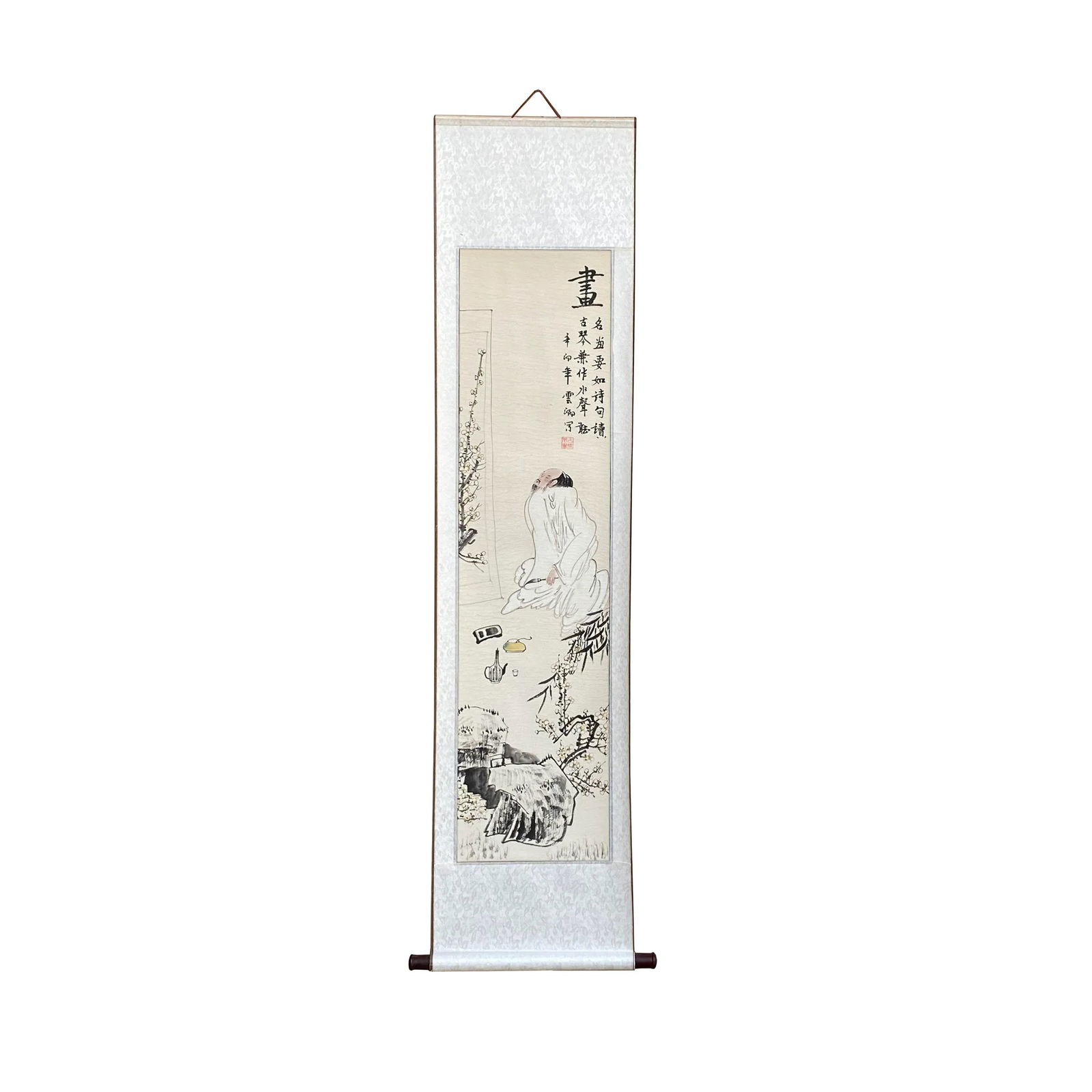 Chinese Calligraphy Writing Scholar Theme Scroll Painting Wall Art - 7