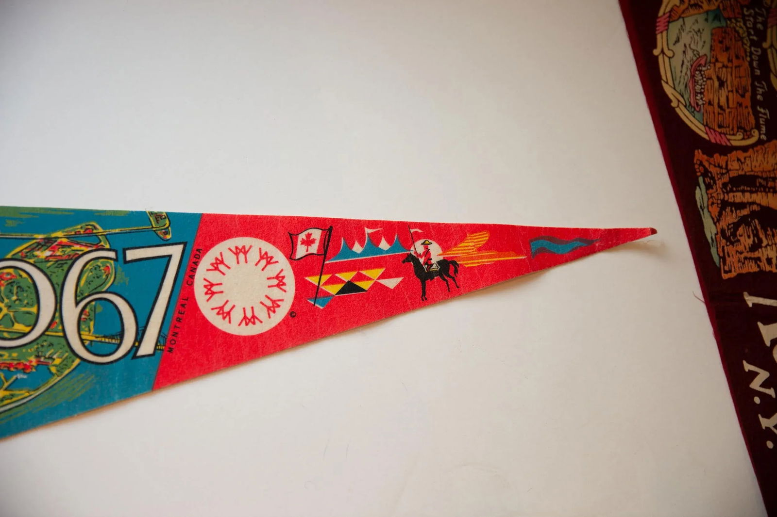 Vintage Expo 67 Montreal Canada Felt Flag - 3