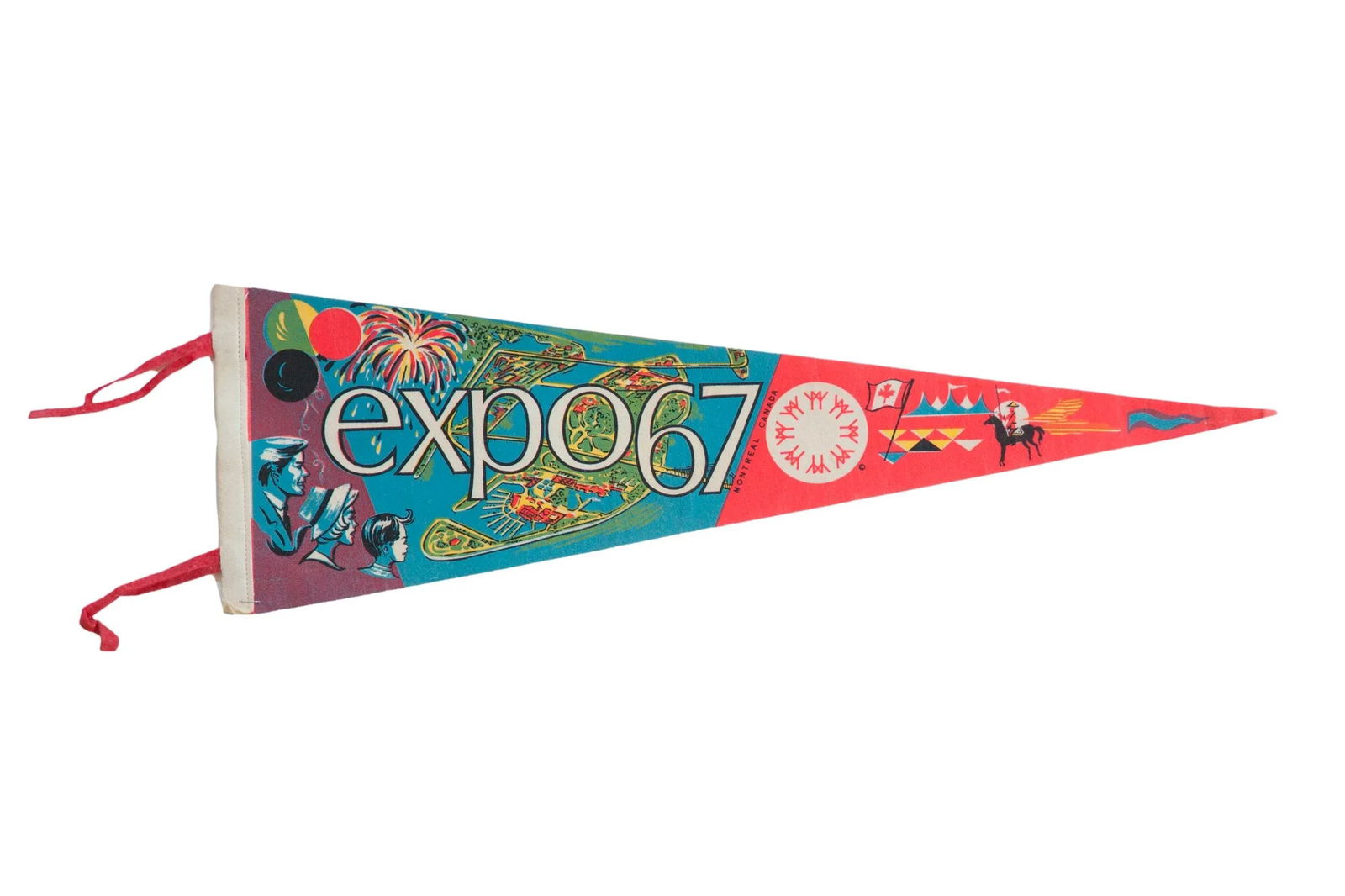 Vintage Expo 67 Montreal Canada Felt Flag - 4