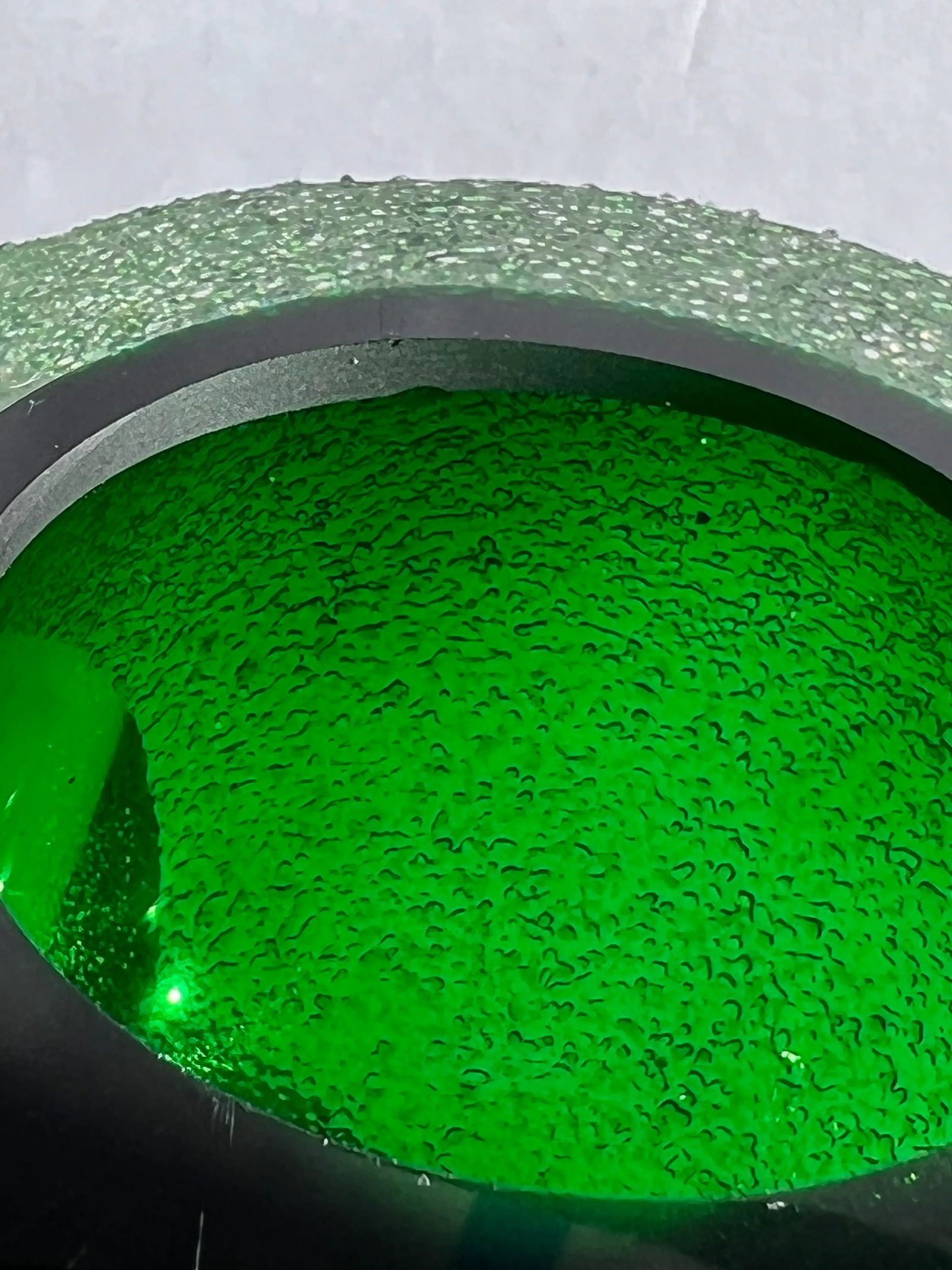 Vintage Alessandro Mandruzzato Murano Style Green Faceted Candle Votive With Textured Surface - 7