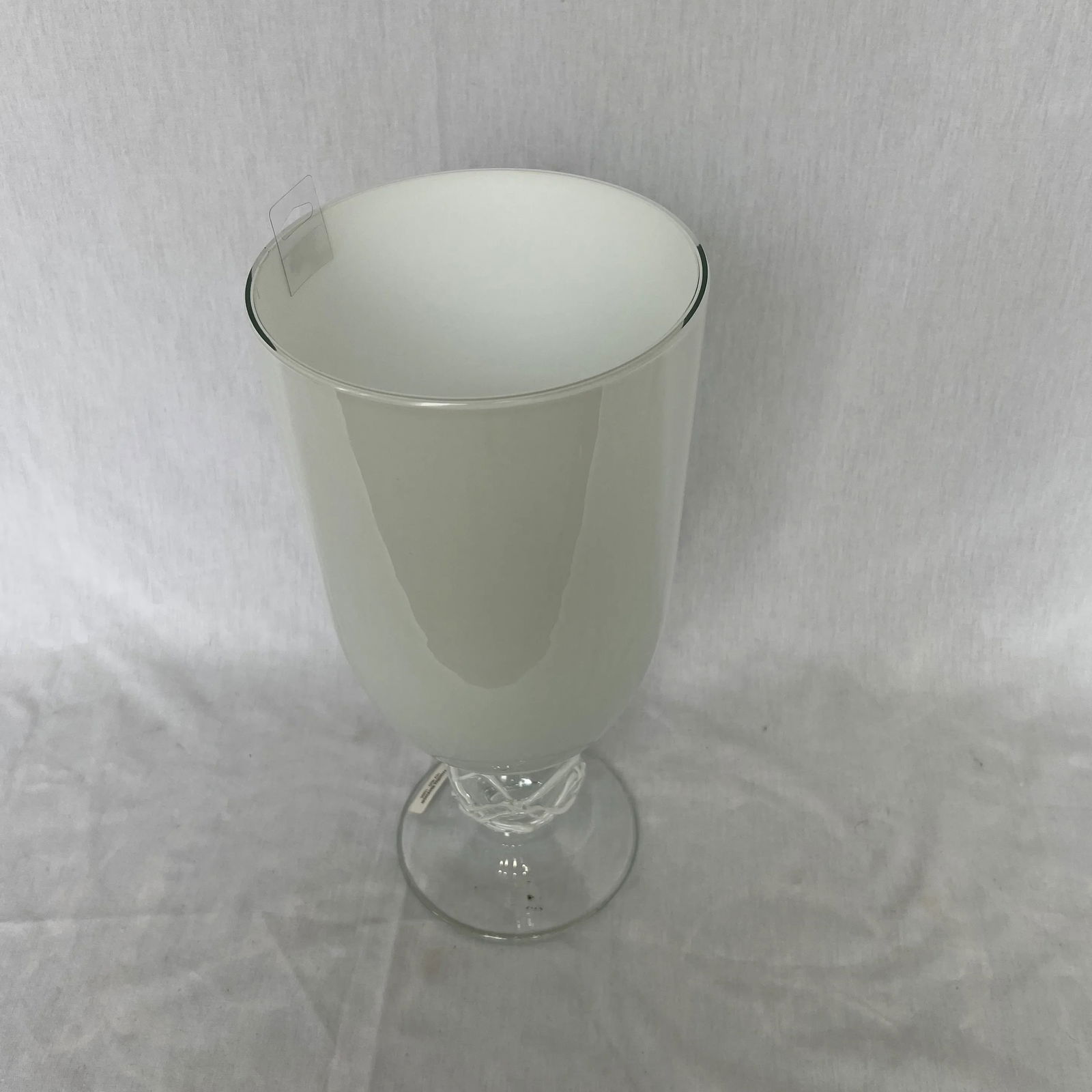 Italian White Glass Vase With Silicon Design on Pedestal - 10
