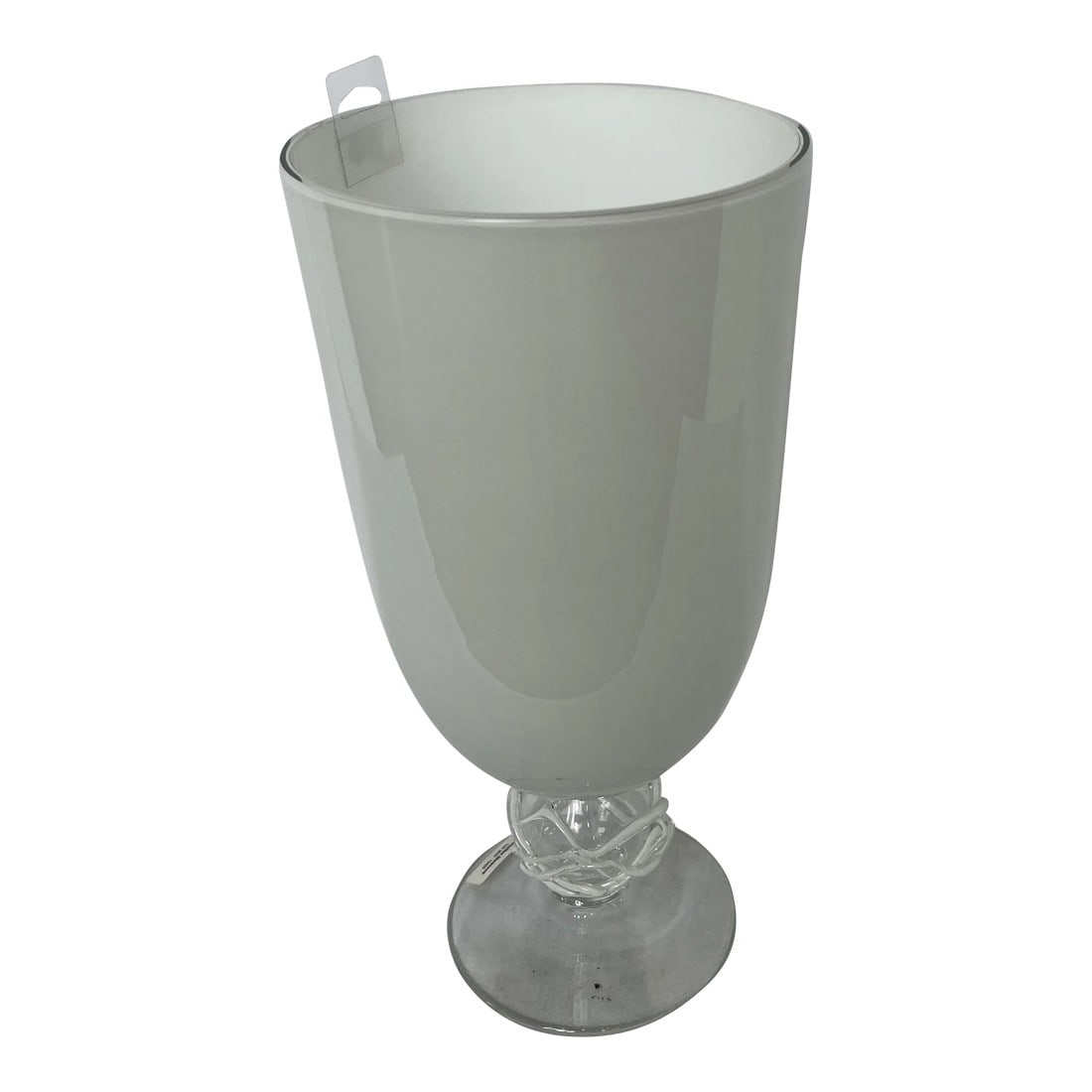 Italian White Glass Vase With Silicon Design on Pedestal (1 of 11)