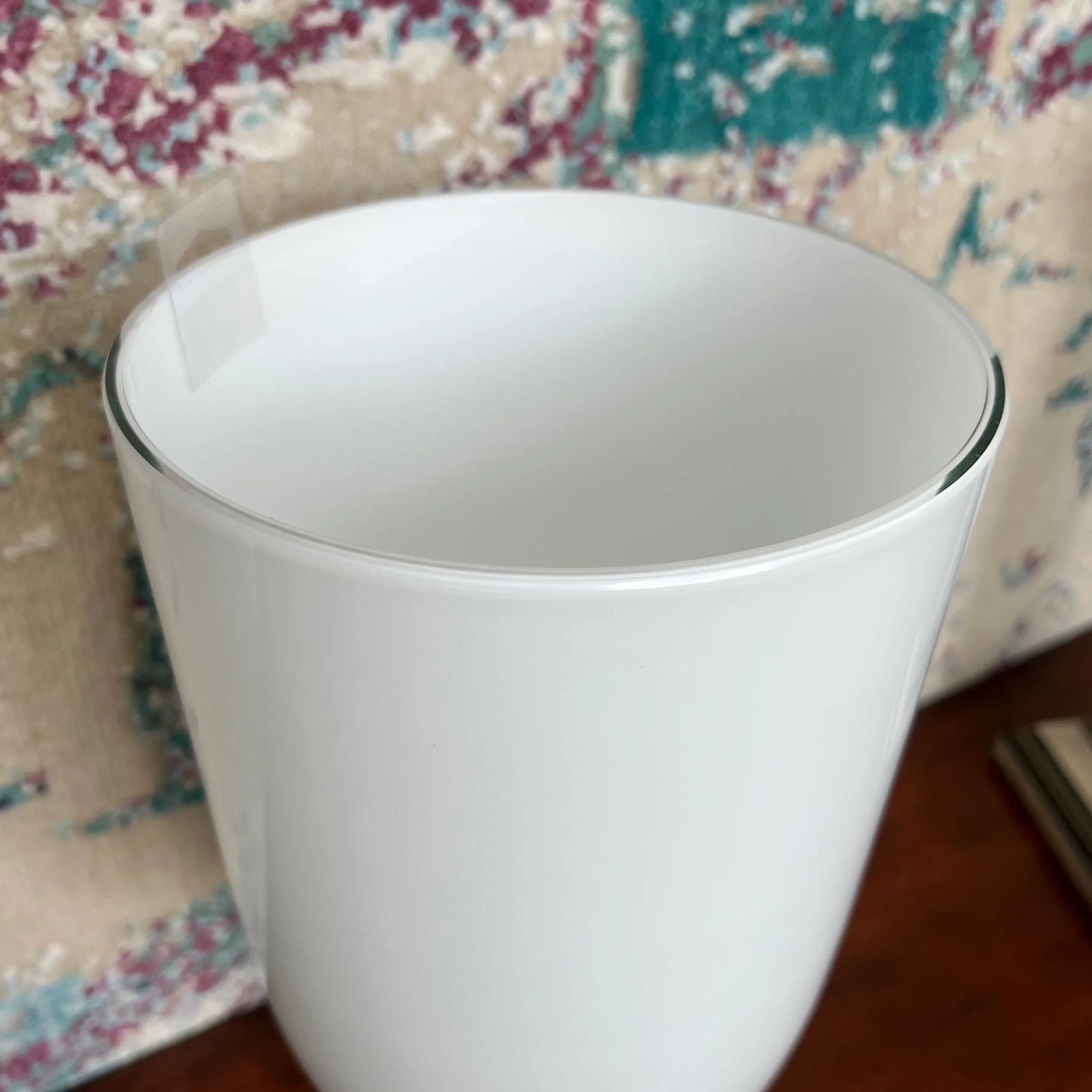 Italian White Glass Vase With Silicon Design on Pedestal - 5