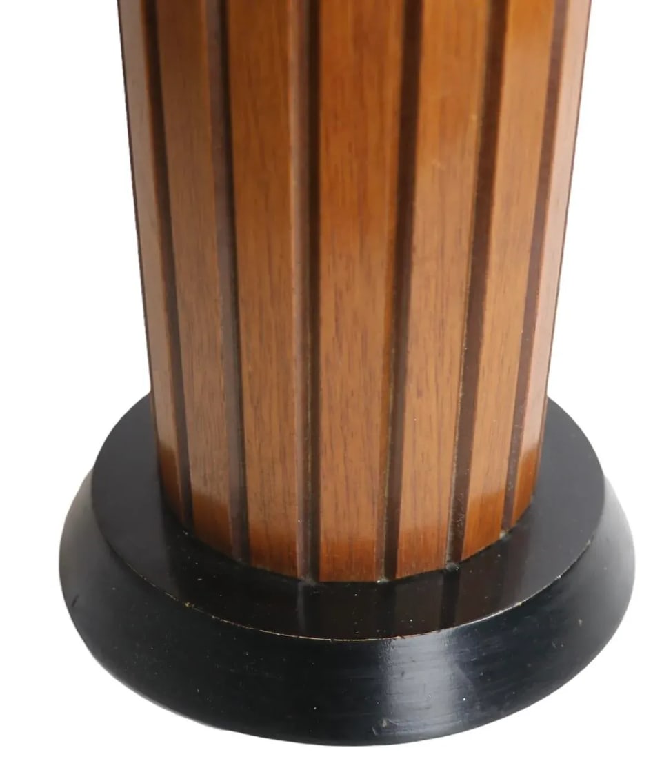 Mid Century Gruvwood Table Lamp With Original Woven Shade Ca 1960's - 9