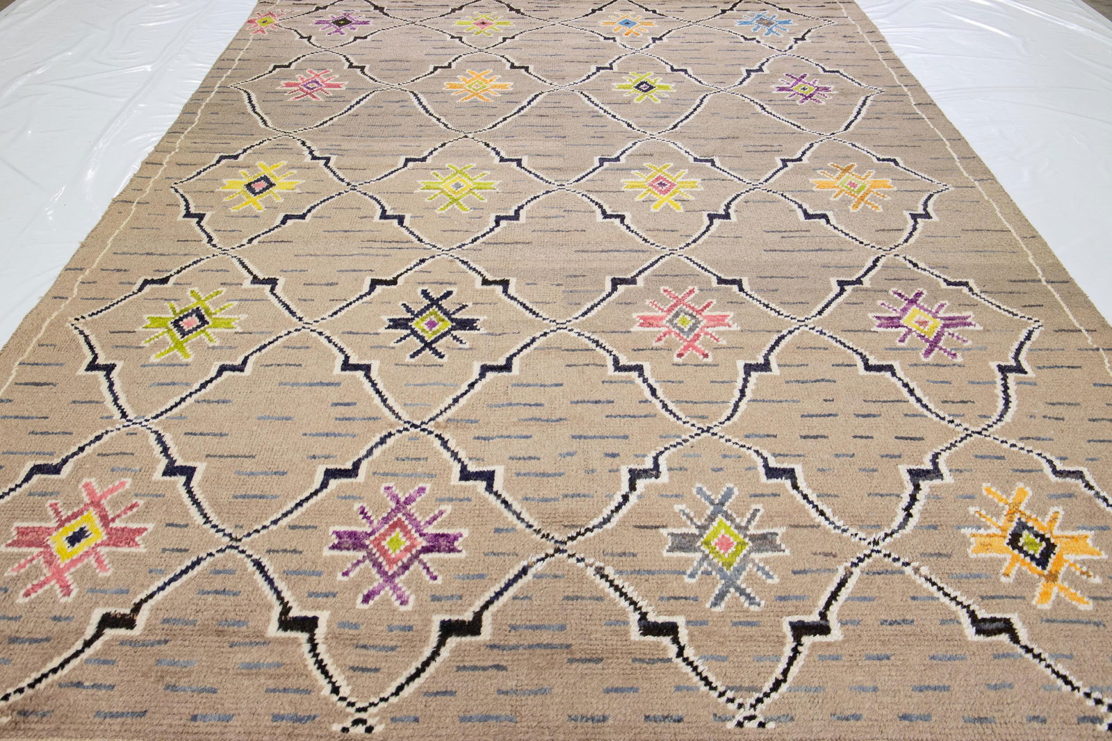 Brown Modern Moroccan Style Handmade Tribal Wool Rug - 13