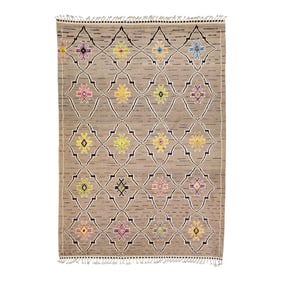 Brown Modern Moroccan Style Handmade Tribal Wool Rug