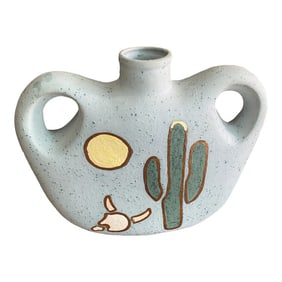 Southwestern Gold Cactus Details Vase