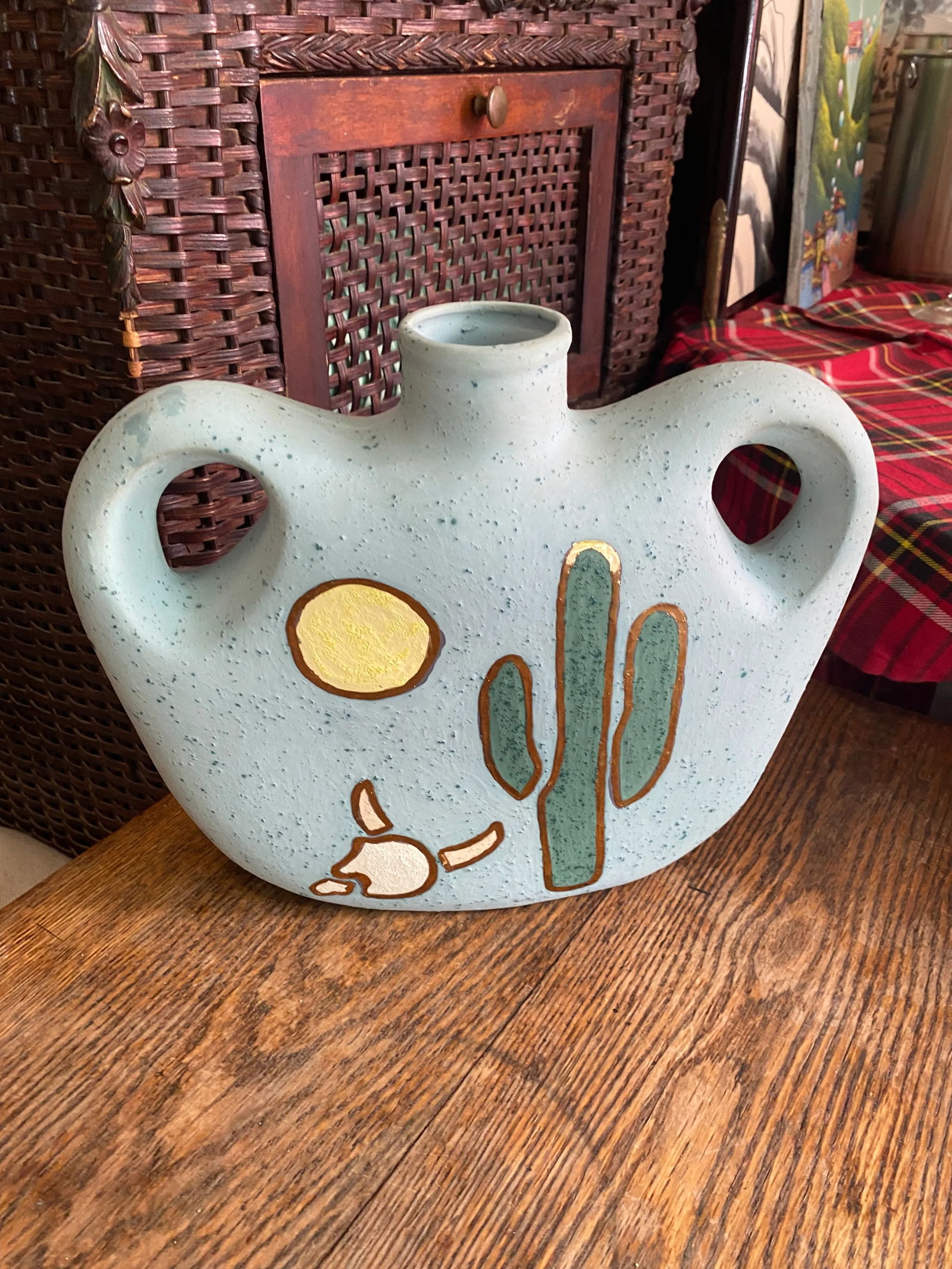 Southwestern Gold Cactus Details Vase - 6