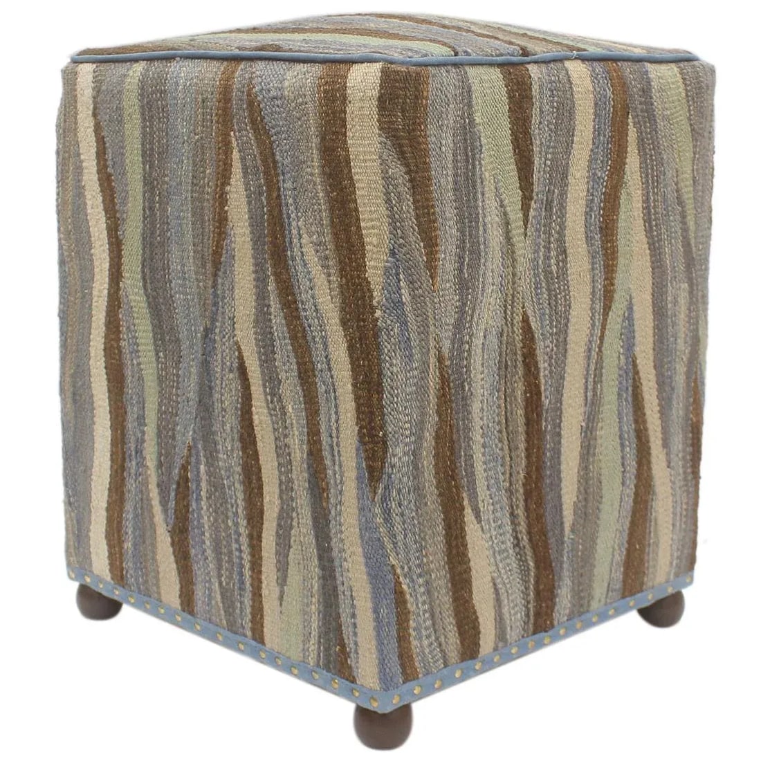 Boho Chic Handmade Kilim Upholstered Ottoman - 10