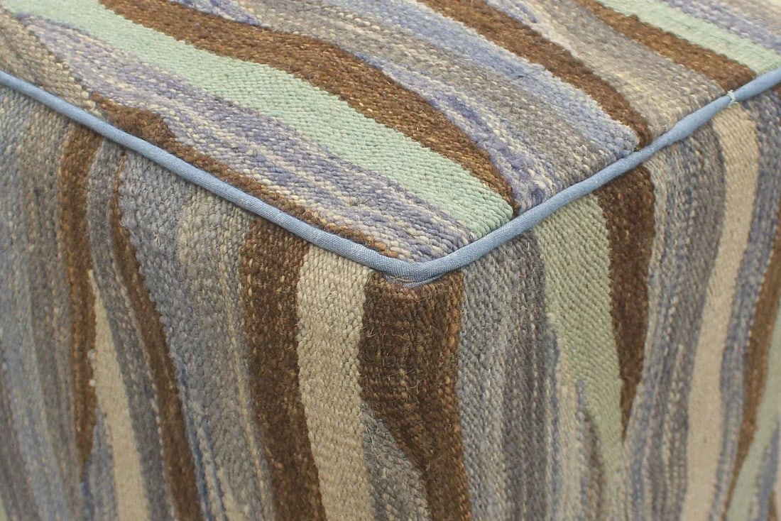 Boho Chic Handmade Kilim Upholstered Ottoman - 8