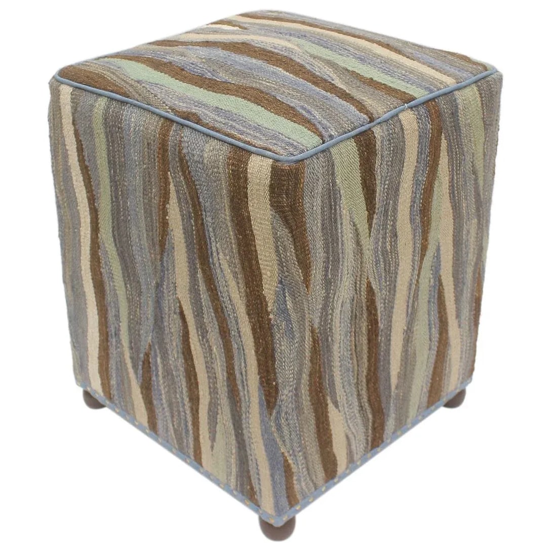 Boho Chic Handmade Kilim Upholstered Ottoman - 9
