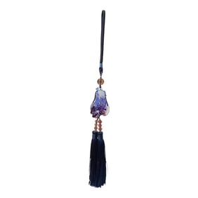 Crystal Glass Fengshui Fortune Purple Pixiu Fruit Pendant Decor Tassel