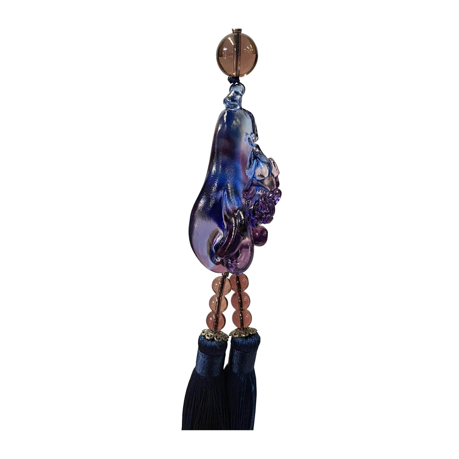 Crystal Glass Fengshui Fortune Purple Pixiu Fruit Pendant Decor Tassel - 3