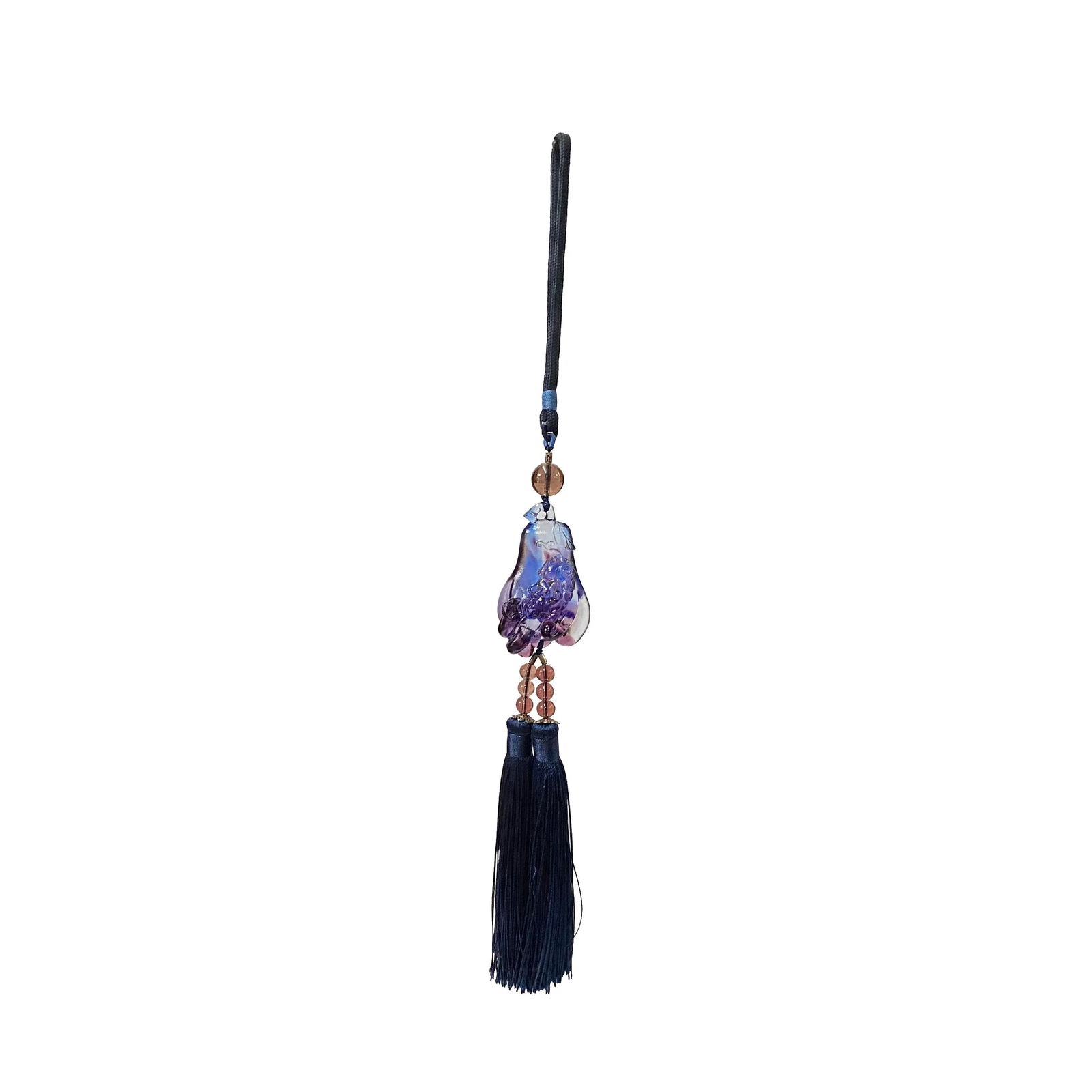 Crystal Glass Fengshui Fortune Purple Pixiu Fruit Pendant Decor Tassel - 5