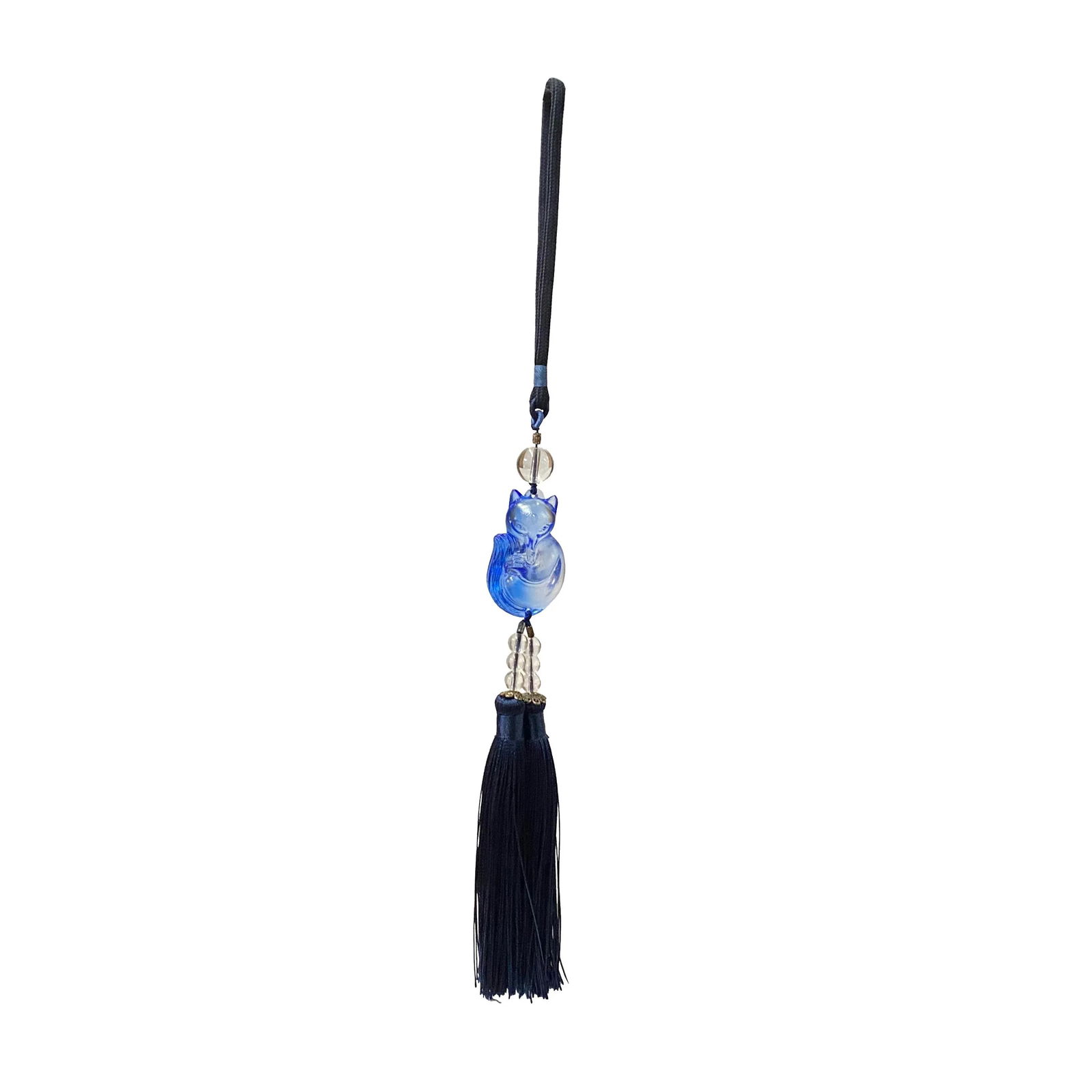 Crystal Glass Fengshui Fortune Blue Artistic Fox Pendant Decor Tassel - 5