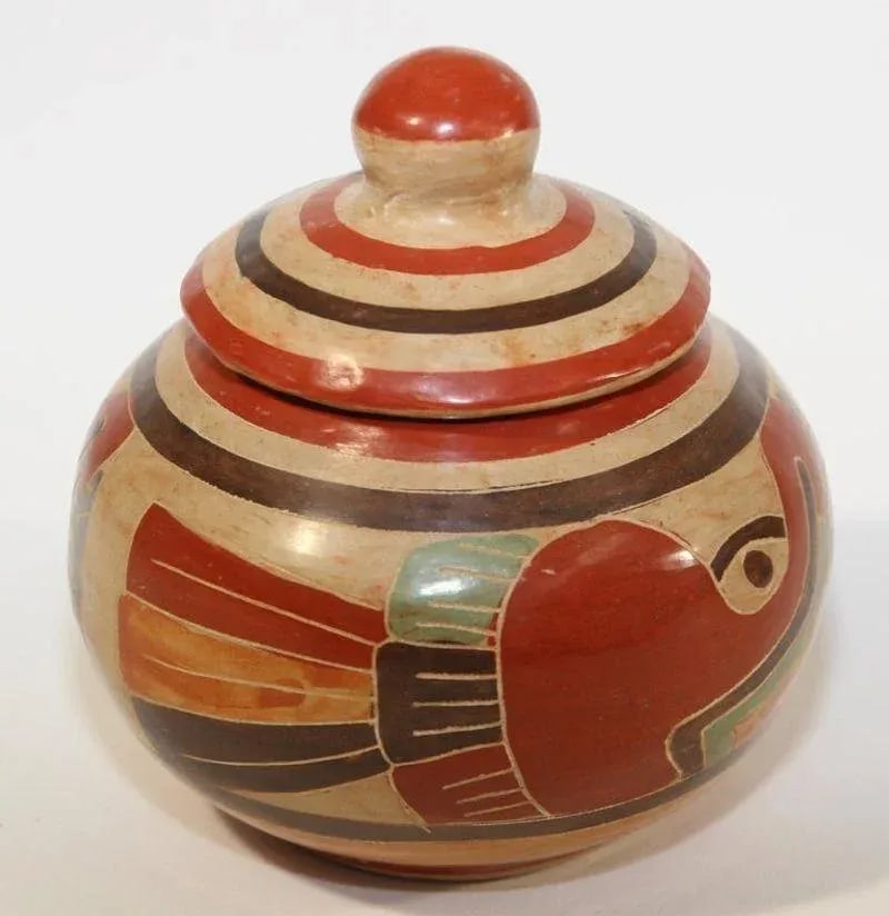 Vintage Mata Ortiz Style Mexican Pottery Set - 2 Pieces - 12