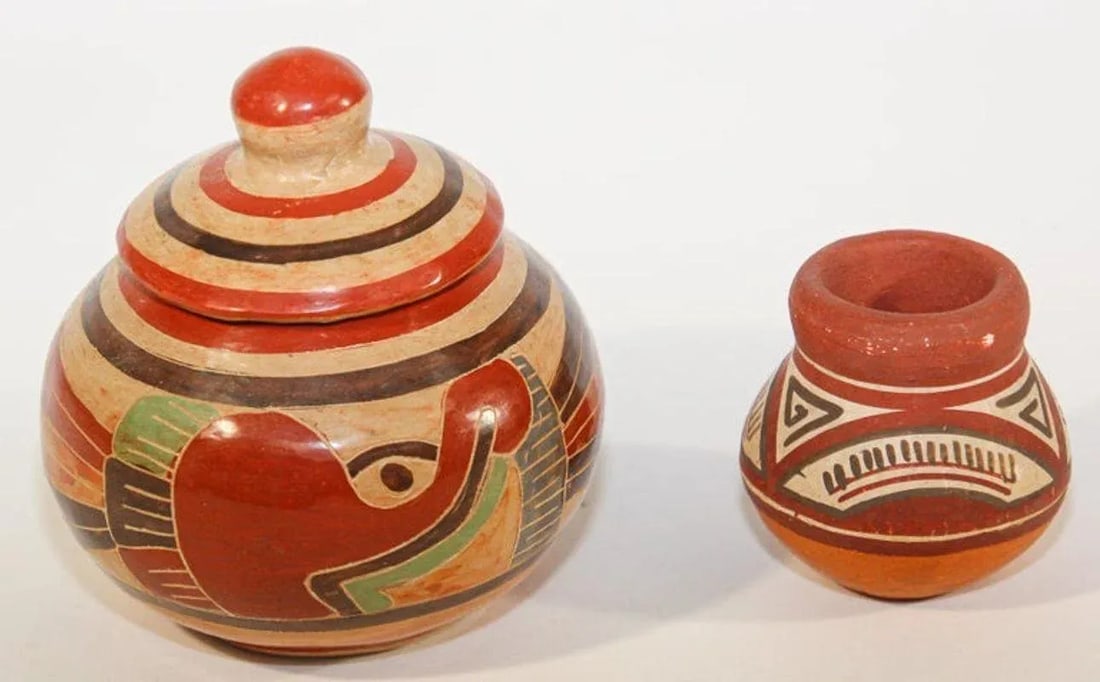 Vintage Mata Ortiz Style Mexican Pottery Set - 2 Pieces - 4