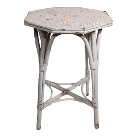 Vintage Wicker Table in Peely Paint Finish