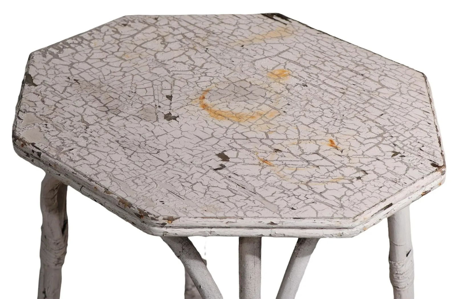 Vintage Wicker Table in Peely Paint Finish - 6