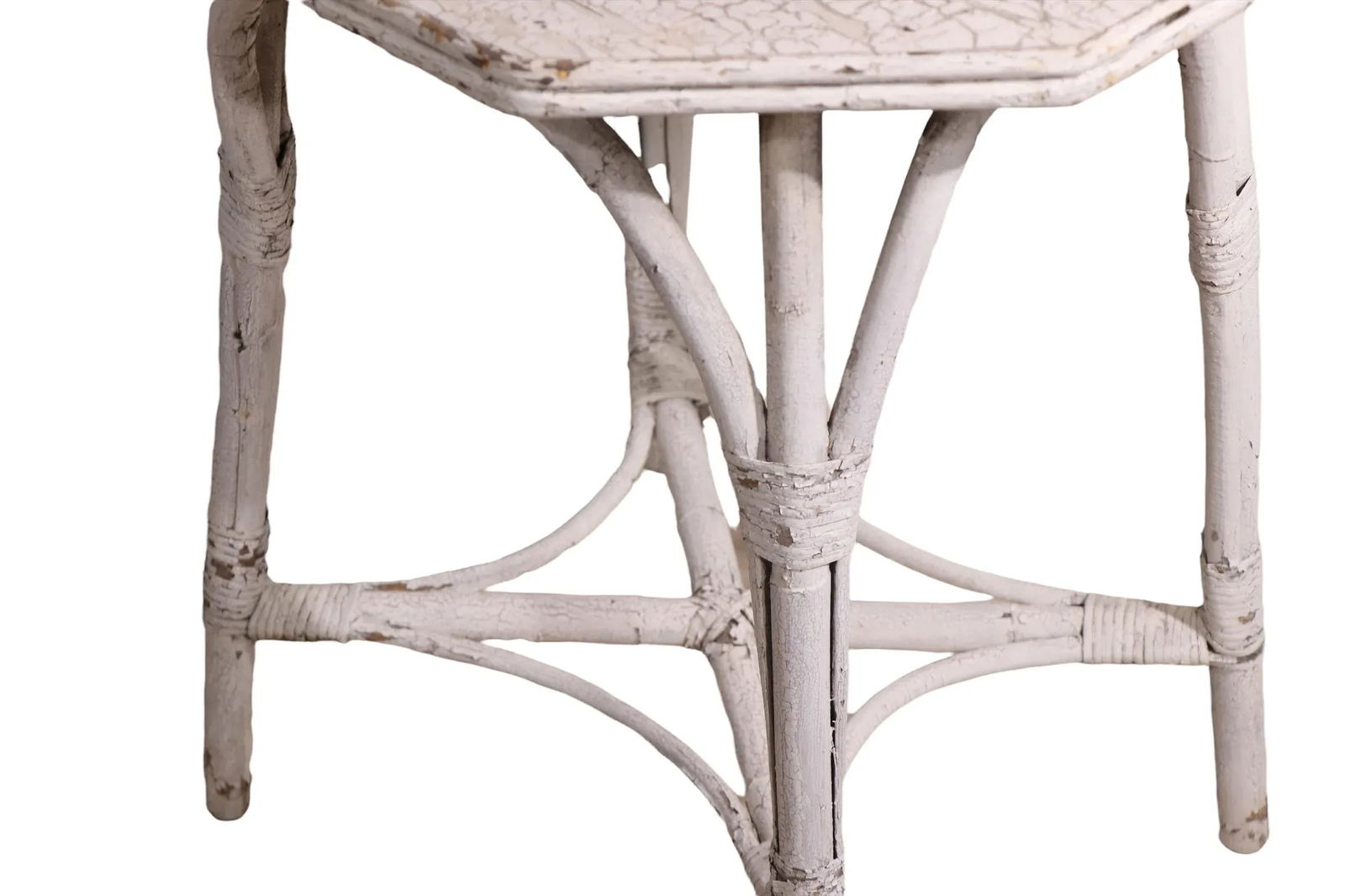 Vintage Wicker Table in Peely Paint Finish - 7