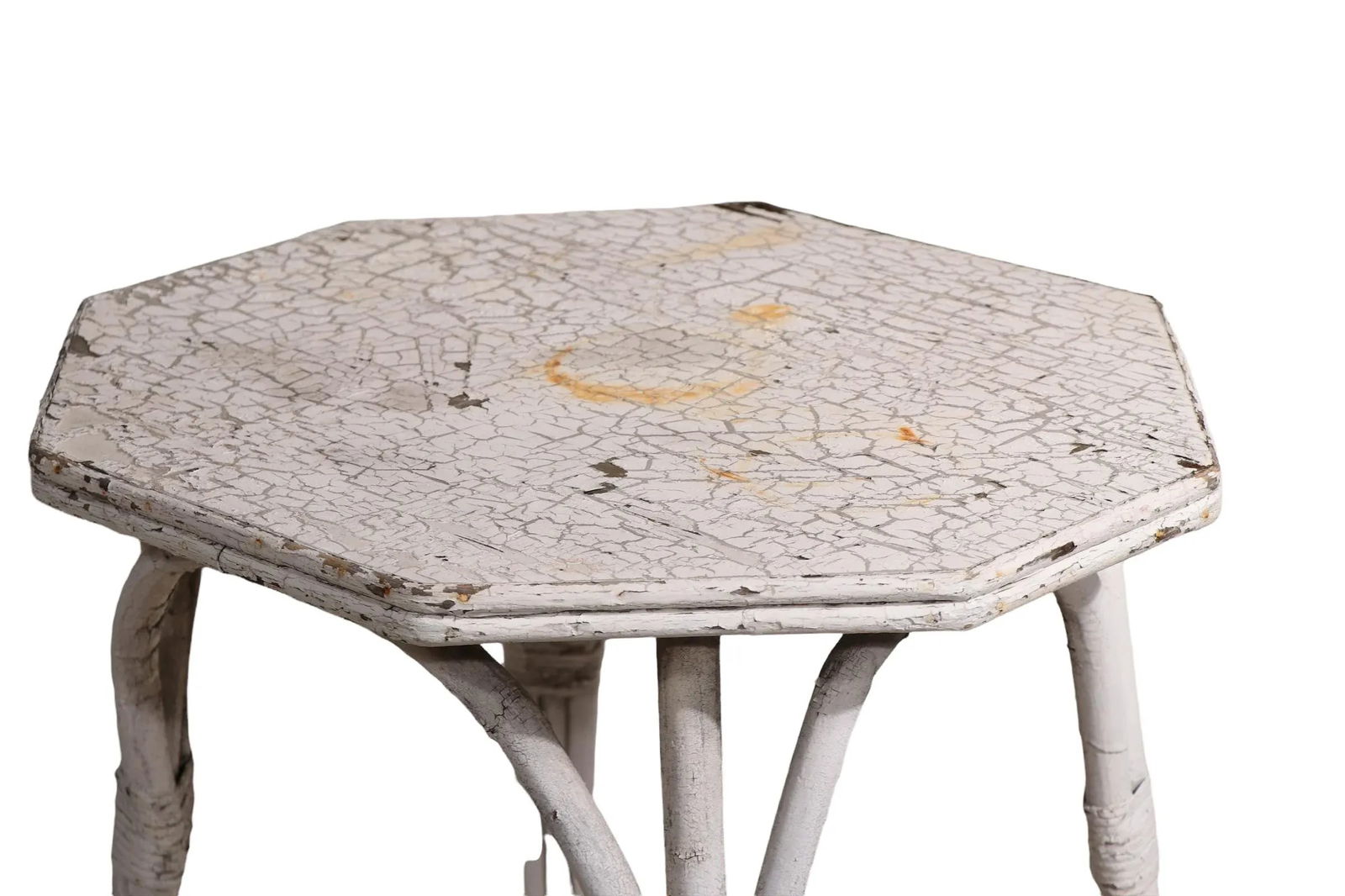 Vintage Wicker Table in Peely Paint Finish - 8