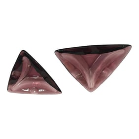 Vintage Moroccan Hazel Atlas Amethyst Triangle Ashtrays - Set of 2