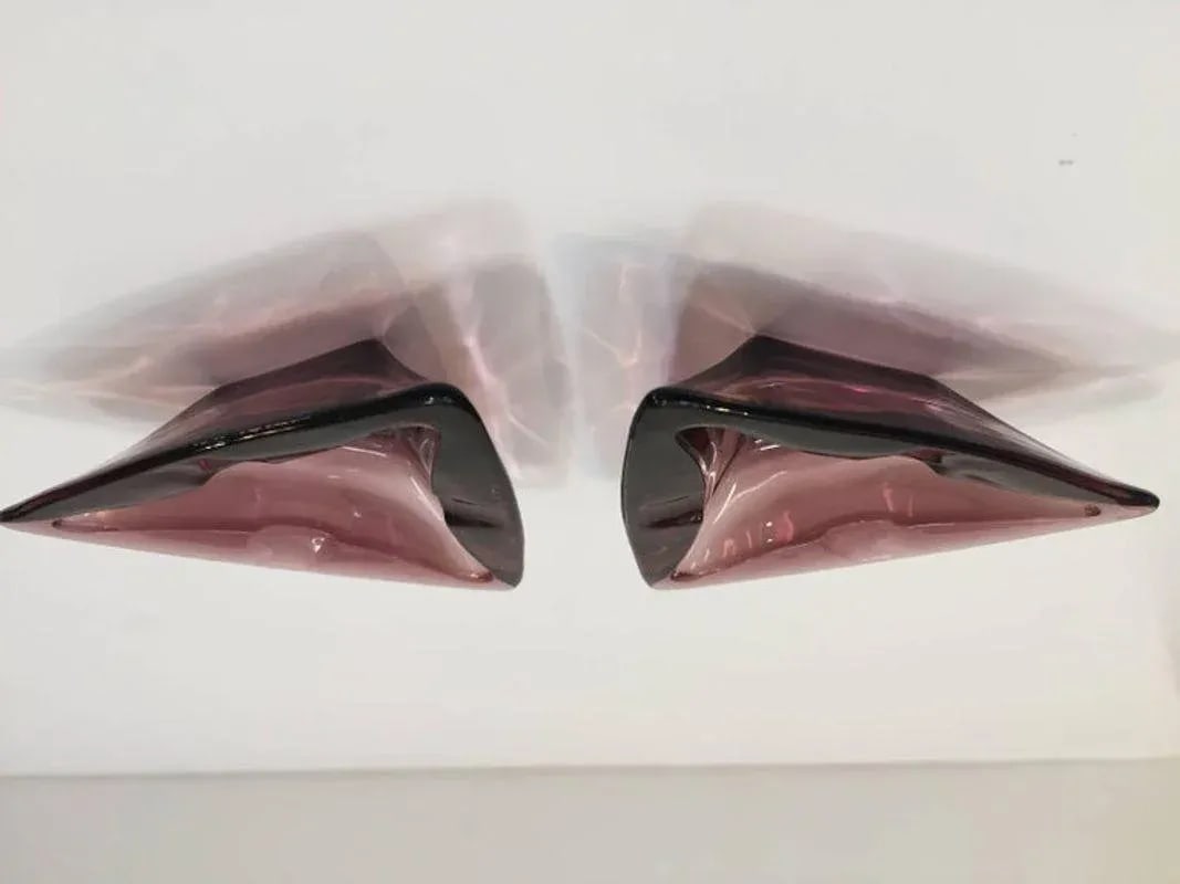 Vintage Moroccan Hazel Atlas Amethyst Triangle Ashtrays - Set of 2 - 5