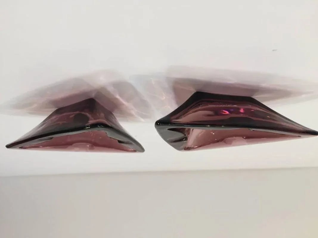 Vintage Moroccan Hazel Atlas Amethyst Triangle Ashtrays - Set of 2 - 6