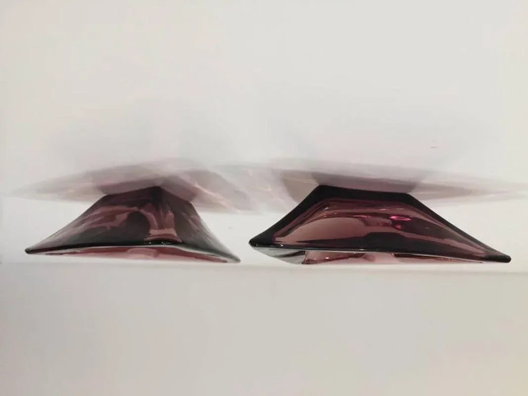 Vintage Moroccan Hazel Atlas Amethyst Triangle Ashtrays - Set of 2 - 7