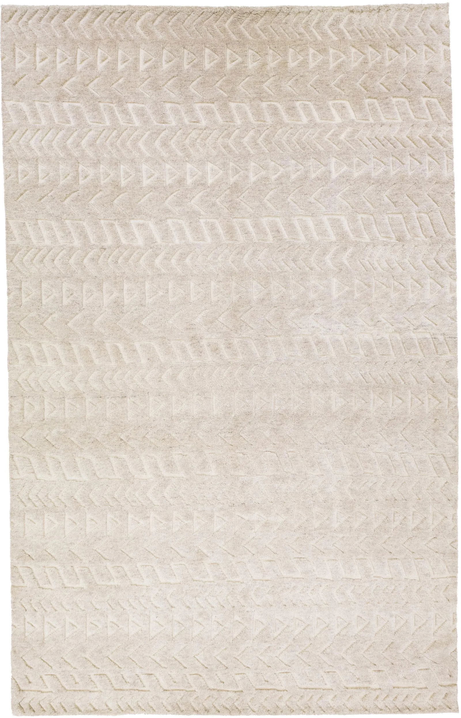 Contemporary Moroccan Style Handmade Beige Wool Rug With Allover Design - 11