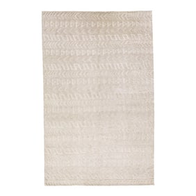 Contemporary Moroccan Style Handmade Beige Wool Rug With Allover Design