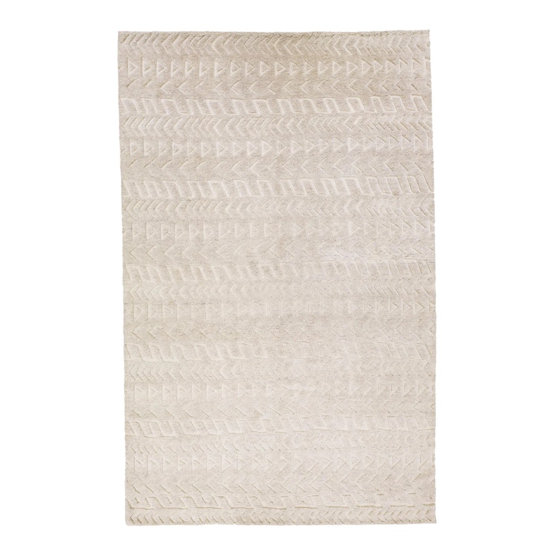 Contemporary Moroccan Style Handmade Beige Wool Rug With Allover Design: Beautiful modern Moroccan style hand-knotted wool rug with a beige field in a gorgeous geometric abstract design. This rug measures: 8'1" x 12'10". Our rugs are professional cleaning before