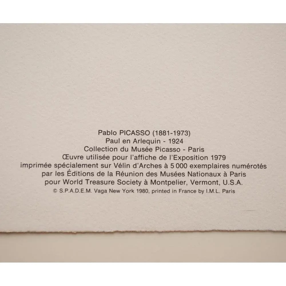 Large 1980s Picasso Museum Sealed and Numbered Poster After P. Picasso's "Paul en Arlequin" - 11
